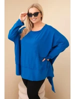 Dámská tunika Plus Size z bavlny s asymetrickým spodním lemem chaberová Dámská tunika Plus Size z bavlny s asymetrickým spodním lemem chaberová