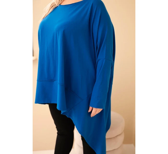 Dámská tunika Plus Size z bavlny s asymetrickým spodním lemem chaberová Dámská tunika Plus Size z bavlny s asymetrickým spodním lemem chaberová