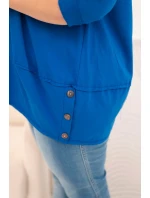 Dámská blůza Plus Size z bavlny s ozdobnými knoflíky a ohrnutými rukávy chabrová Dámská blůza Plus Size z bavlny s ozdobnými knoflíky a ohrnutými rukávy chabrová