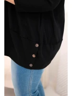 Dámská blůza Plus Size z bavlny s ozdobnými knoflíky a ohrnutými rukávy černá Dámská blůza Plus Size z bavlny s ozdobnými knoflíky a ohrnutými rukávy černá