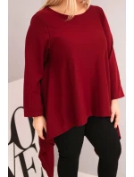 Dámská tunika Plus Size bavlněná s asymetrickým střihem bordová Dámská tunika Plus Size bavlněná s asymetrickým střihem bordová