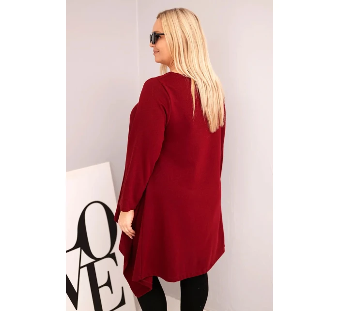 Dámská tunika Plus Size bavlněná s asymetrickým střihem bordová Dámská tunika Plus Size bavlněná s asymetrickým střihem bordová