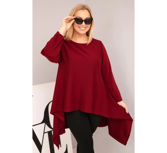 Dámská tunika Plus Size bavlněná s asymetrickým střihem bordová Dámská tunika Plus Size bavlněná s asymetrickým střihem bordová