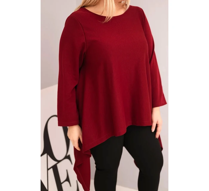 Dámská tunika Plus Size bavlněná s asymetrickým střihem bordová Dámská tunika Plus Size bavlněná s asymetrickým střihem bordová