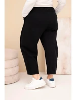 Dámské bavlněné kalhoty Plus Size volného střihu s vysokým pasem černé Dámské bavlněné kalhoty Plus Size volného střihu s vysokým pasem černé