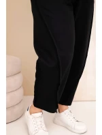 Dámské bavlněné kalhoty Plus Size volného střihu s vysokým pasem černé Dámské bavlněné kalhoty Plus Size volného střihu s vysokým pasem černé