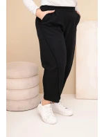 Dámské bavlněné kalhoty Plus Size volného střihu s vysokým pasem černé Dámské bavlněné kalhoty Plus Size volného střihu s vysokým pasem černé