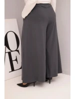 Dámské bavlněné kalhoty Plus Size s širokými nohavicemi a volným střihem grafitové Dámské bavlněné kalhoty Plus Size s širokými nohavicemi a volným střihem grafitové