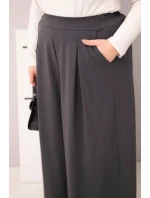 Dámské bavlněné kalhoty Plus Size s širokými nohavicemi a volným střihem grafitové Dámské bavlněné kalhoty Plus Size s širokými nohavicemi a volným střihem grafitové