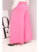 Dámské bavlněné kalhoty Plus Size s širokými nohavicemi a volným střihem světle růžové Dámské bavlněné kalhoty Plus Size s širokými nohavicemi a volným střihem světle růžové