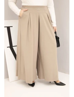 Dámské bavlněné kalhoty Plus Size s širokými nohavicemi a volným střihem fango