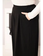 Dámské bavlněné kalhoty Plus Size s širokými nohavicemi a volným střihem černé Dámské bavlněné kalhoty Plus Size s širokými nohavicemi a volným střihem černé
