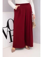 Dámské bavlněné kalhoty Plus Size s širokými nohavicemi a volným střihem bordové Dámské bavlněné kalhoty Plus Size s širokými nohavicemi a volným střihem bordové