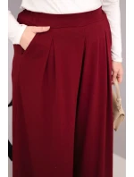 Dámské bavlněné kalhoty Plus Size s širokými nohavicemi a volným střihem bordové Dámské bavlněné kalhoty Plus Size s širokými nohavicemi a volným střihem bordové