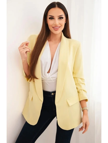 Elegantní sako s klopami citronové Elegantní sako s klopami citronové