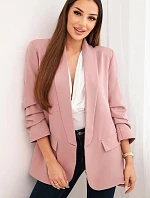 Elegantní sako s klopami tmavě růžové