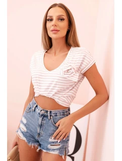 Top dámský bavlněný na ramínkách s výstřihem do V bílá