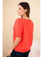 Svetr dámský z viskózy s krátkým rukávem model 21857651 - K-Fashion Svetr dámský z viskózy s krátkým rukávem model 21857651 - K-Fashion