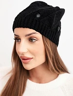 Dámská zimní čepice z vlny s ozdobnými krystaly K461 černá