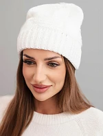Dámská zimní čepice akrylová s ozdobným vzorem K462 bílá
