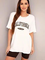 Dámský komplet s volnou blůzou a přiléhavými šortkami ecru + hnědý