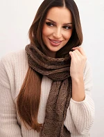 Dámský klasický vlněný šátek s copánkovým vzorem KN22 mocca