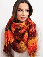 Dámský měkký a teplý vlněný šátek v barevných pruzích KN19 oranžový