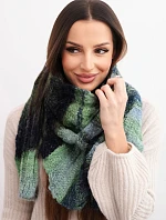 Dámský vlněný šál měkký a teplý v barevných pruzích KN19 zelený