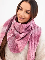Dámský měkký a teplý vlněný šátek v barevných pruzích KN19 tmavě růžový