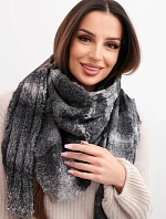 Dámský vlněný šátek měkký a teplý v barevných pruzích KN19 grafitový