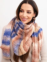 Dámský šátek z měkké a teplé vlny v barevných pruzích KN19 tmavě pudrově růžový