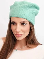 Dámská čepice vlněná klasická hladká beanie K420 tmavě mátová
