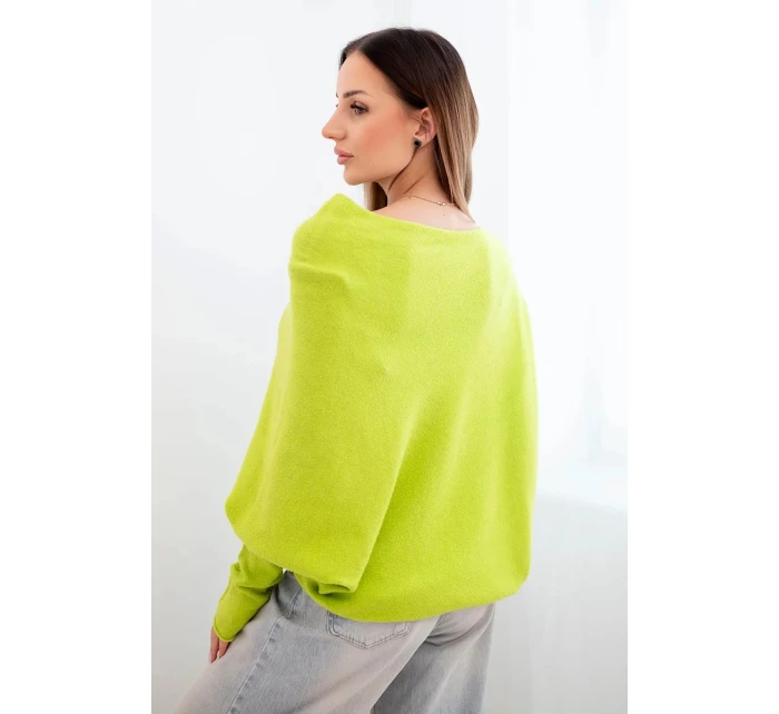 Dámský asymetrický viskózový svetr netopýr pistáciový Dámský asymetrický viskózový svetr netopýr pistáciový