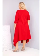 Dámská bavlněná sukýnka Plus Size s asymetrickým spodním model 21881273 červená - K-Fashion