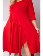 Dámská bavlněná sukýnka Plus Size s asymetrickým spodním model 21881273 červená - K-Fashion