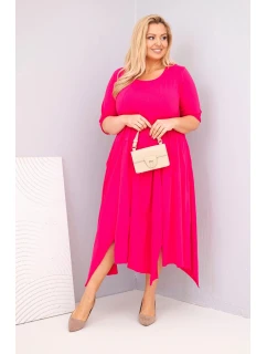 Dámská bavlněná sukýnka Plus Size s asymetrickým lemem fuchsie