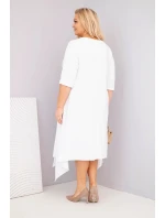 Dámská bavlněná suknička Plus Size s asymetrickým spodním lemem bílá