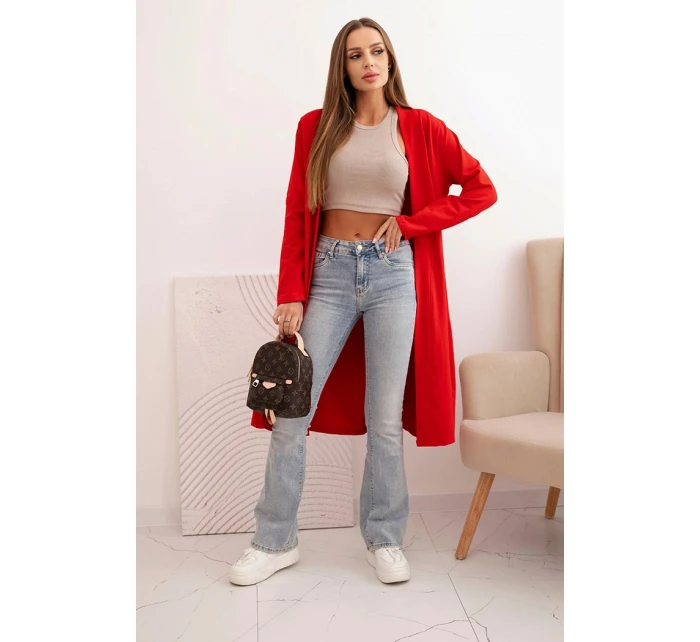 Dámský bavlněný cardigan s dlouhým rukávem červená Dámský bavlněný cardigan s dlouhým rukávem červená