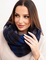 Komin dámský vlněný melírovaný měkký šála na zimu KN20 modrý