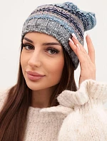 Čepice s fleecem Krystyna K207 mořská+šedá