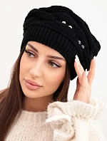 Dámská zimní vlněná čepice s ozdobnými krystalky K399 černá