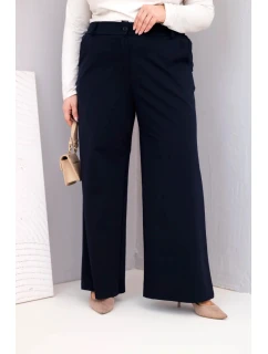 Dámské kalhoty Plus Size s širokými nohavicemi a vysokým pasem granátové