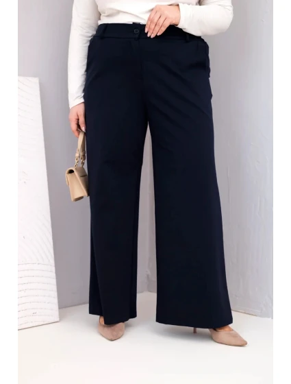 Dámské kalhoty Plus Size s širokými nohavicemi a vysokým pasem granátové Dámské kalhoty Plus Size s širokými nohavicemi a vysokým pasem granátové