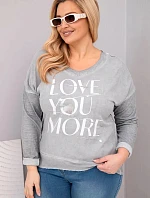 Dámská blůza Plus Size s potiskem Love You More šedá