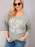 Dámská blůza Plus Size s nápisem Love You More khaki