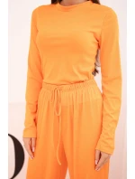 Dámská souprava z viskózy s topem a širokými kalhotami oranžový