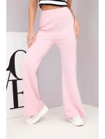 Dámské kalhoty s nohavicí světle růžové model 21893639 - K-Fashion