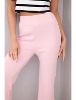Dámské kalhoty s nohavicí světle růžové model 21893639 - K-Fashion
