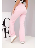 Dámské kalhoty s nohavicí světle růžové model 21893639 - K-Fashion