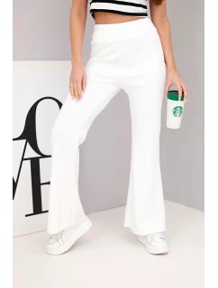 Dámské kalhoty máslíčko s rozšiřující se nohavicí ecru